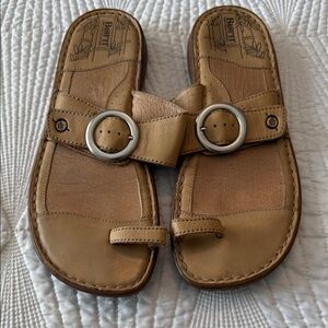 Born Tan Leather Sandals with Silver Accents